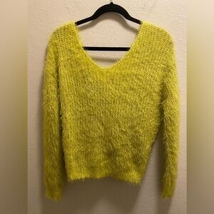 Miroh Lime Green Eyelash Twist Back Sweater.